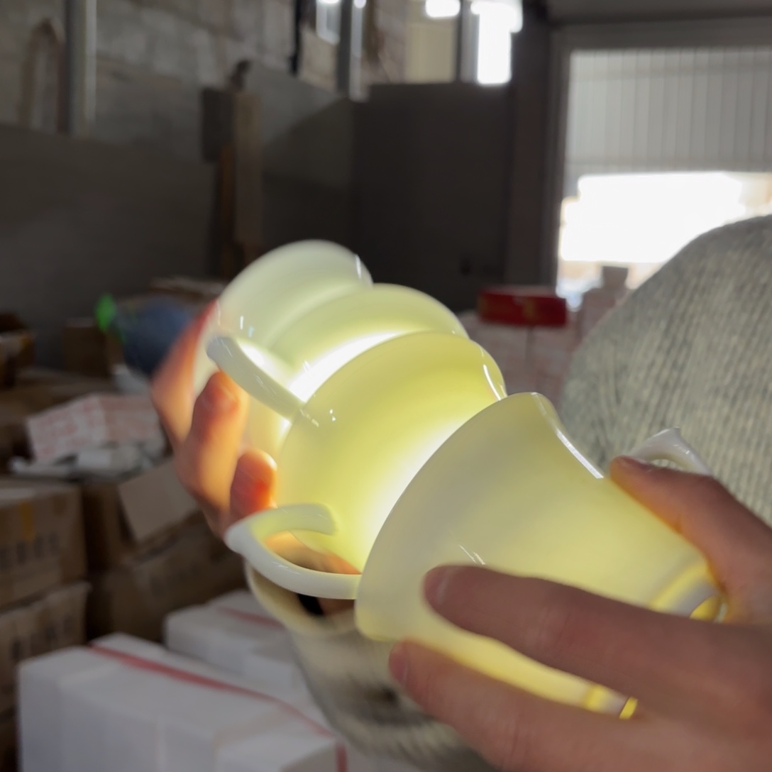 陶瓷高白泥敞口咖啡杯4只微瑕