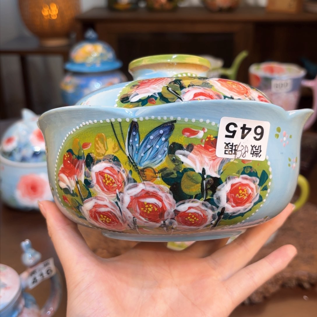 景德镇手绘高温釉下彩陶瓷茶具
