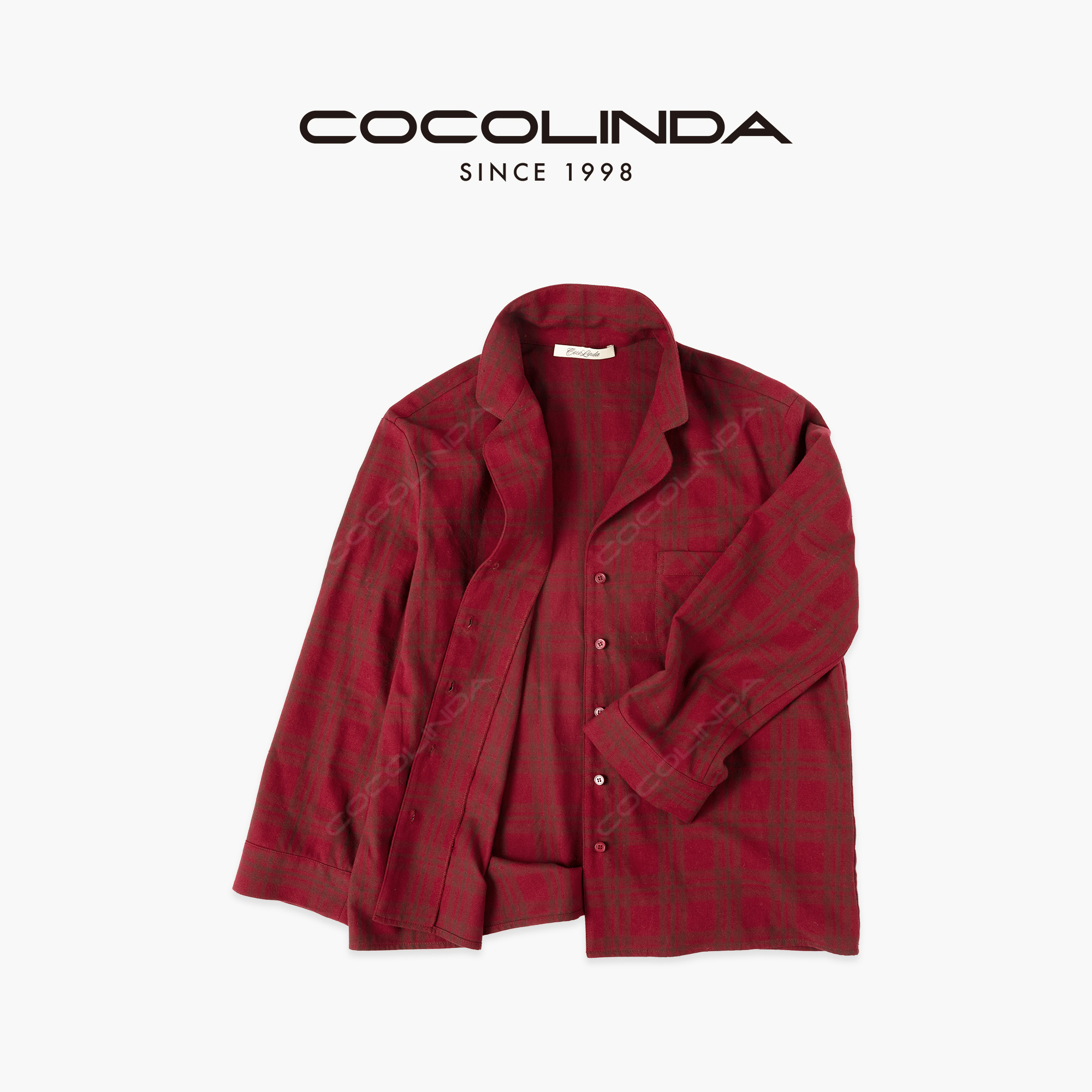 COCOLINDA | ”秋冬氛围“【 100%棉】红格短款衬衫 居家服K3779
