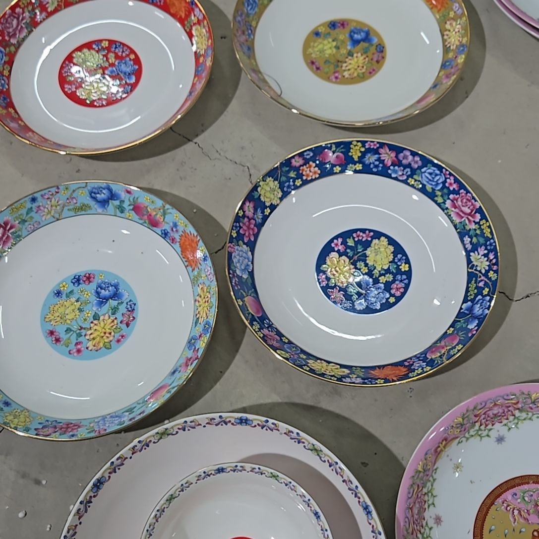 碗微瑕珐琅彩8寸4个万花深盘66666