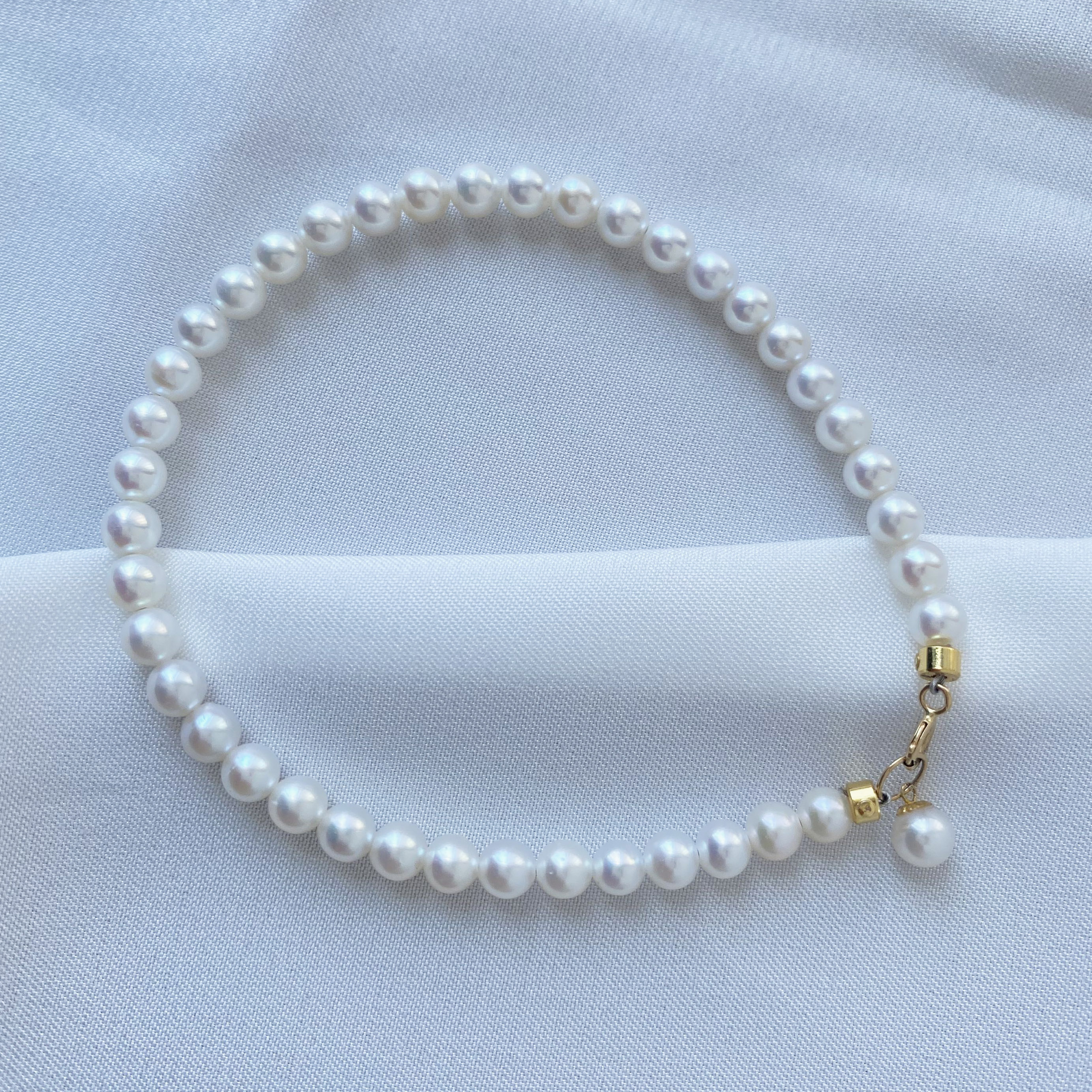 YL44手链4-5mm天然珍珠小吊坠珠S925正圆极光非基地发货无证书）