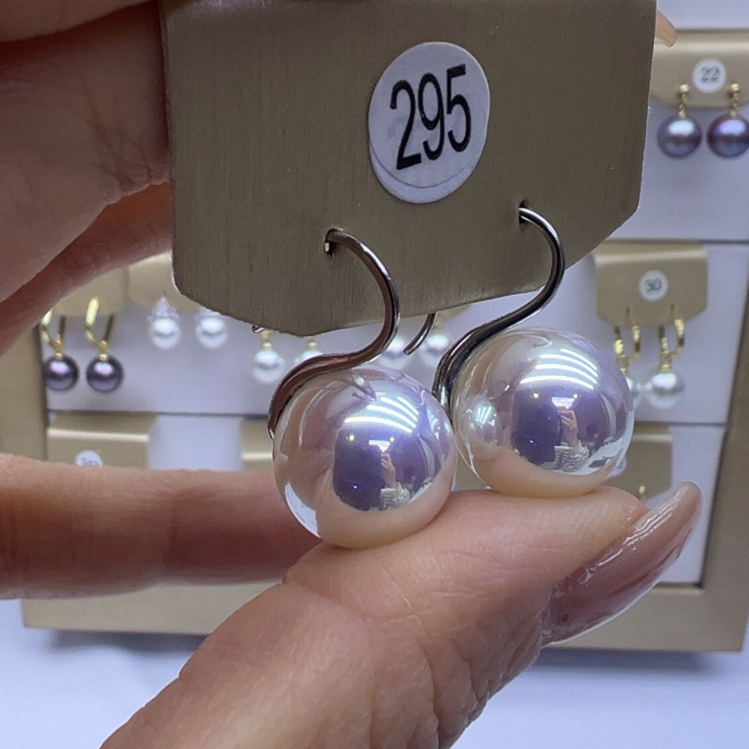 耳饰银S925镶嵌淡水珍珠