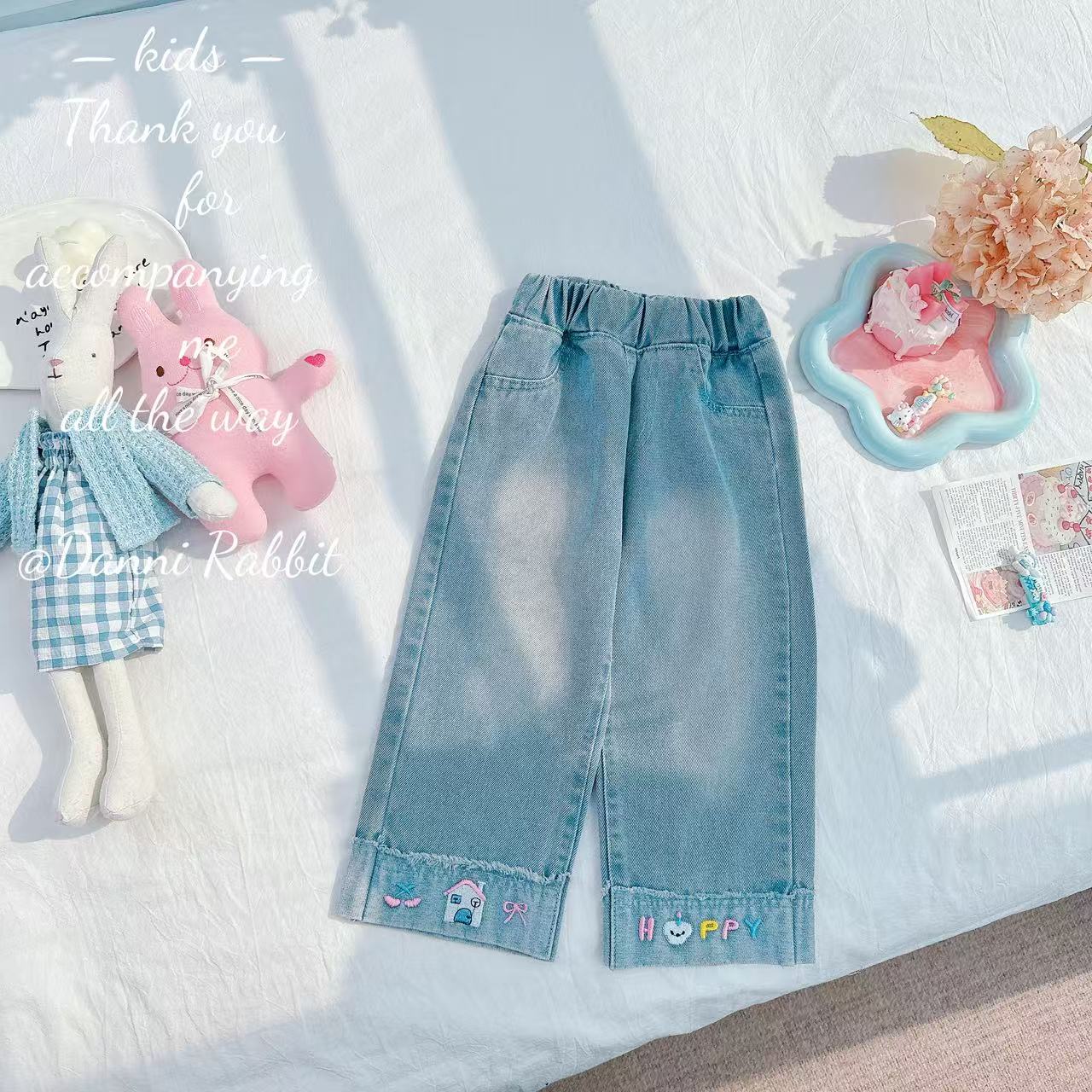 【Dannirabbit】*春款休闲刺绣直筒裤 N-41