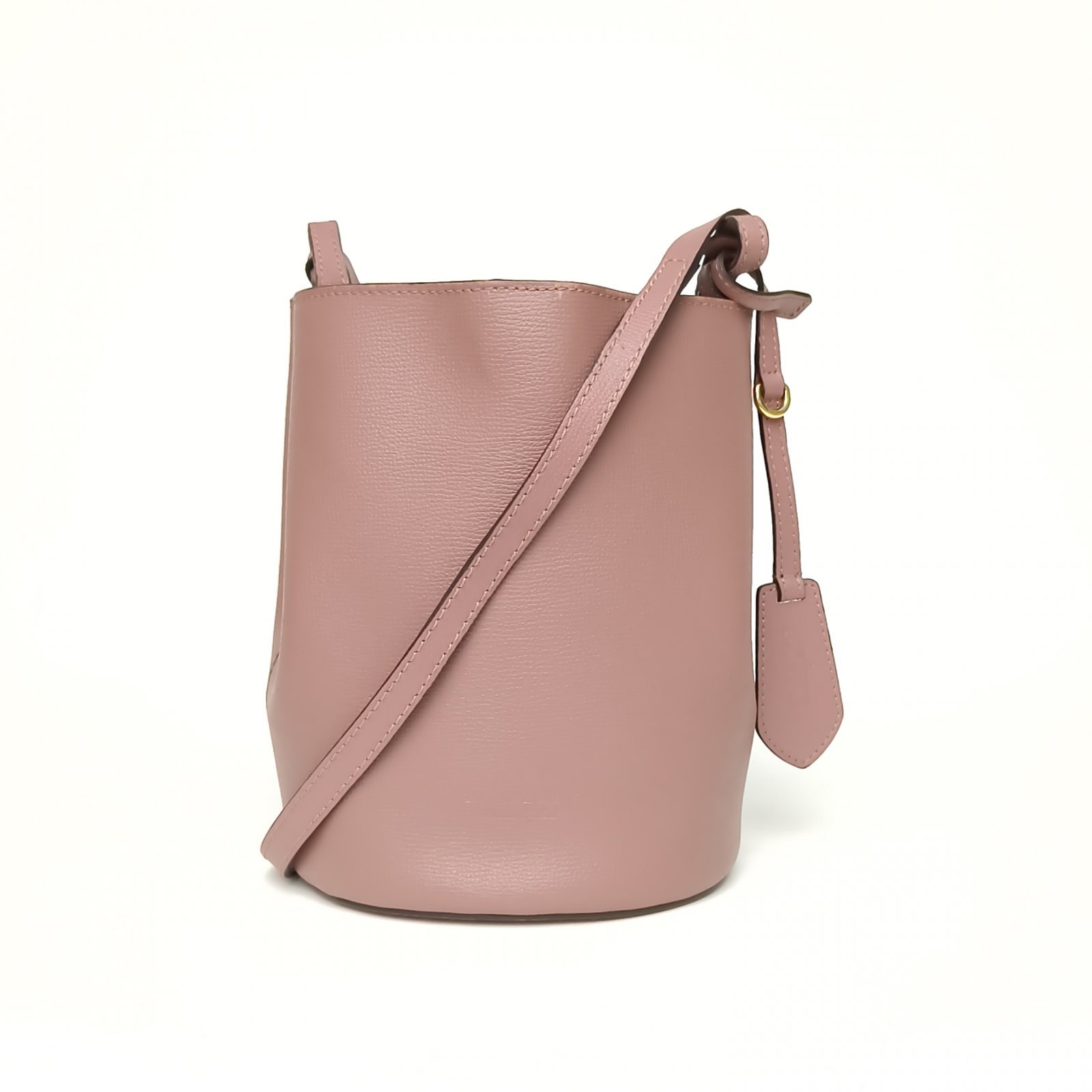 95新 BURBERRY/博柏利 【娇】豆沙粉 皮革C 全皮水桶单肩包 518161