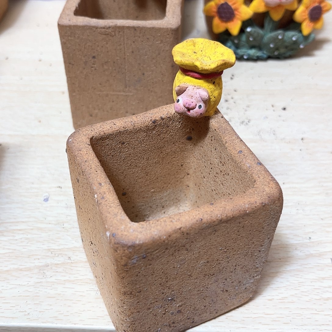 泥塑古镇炻陶花盆