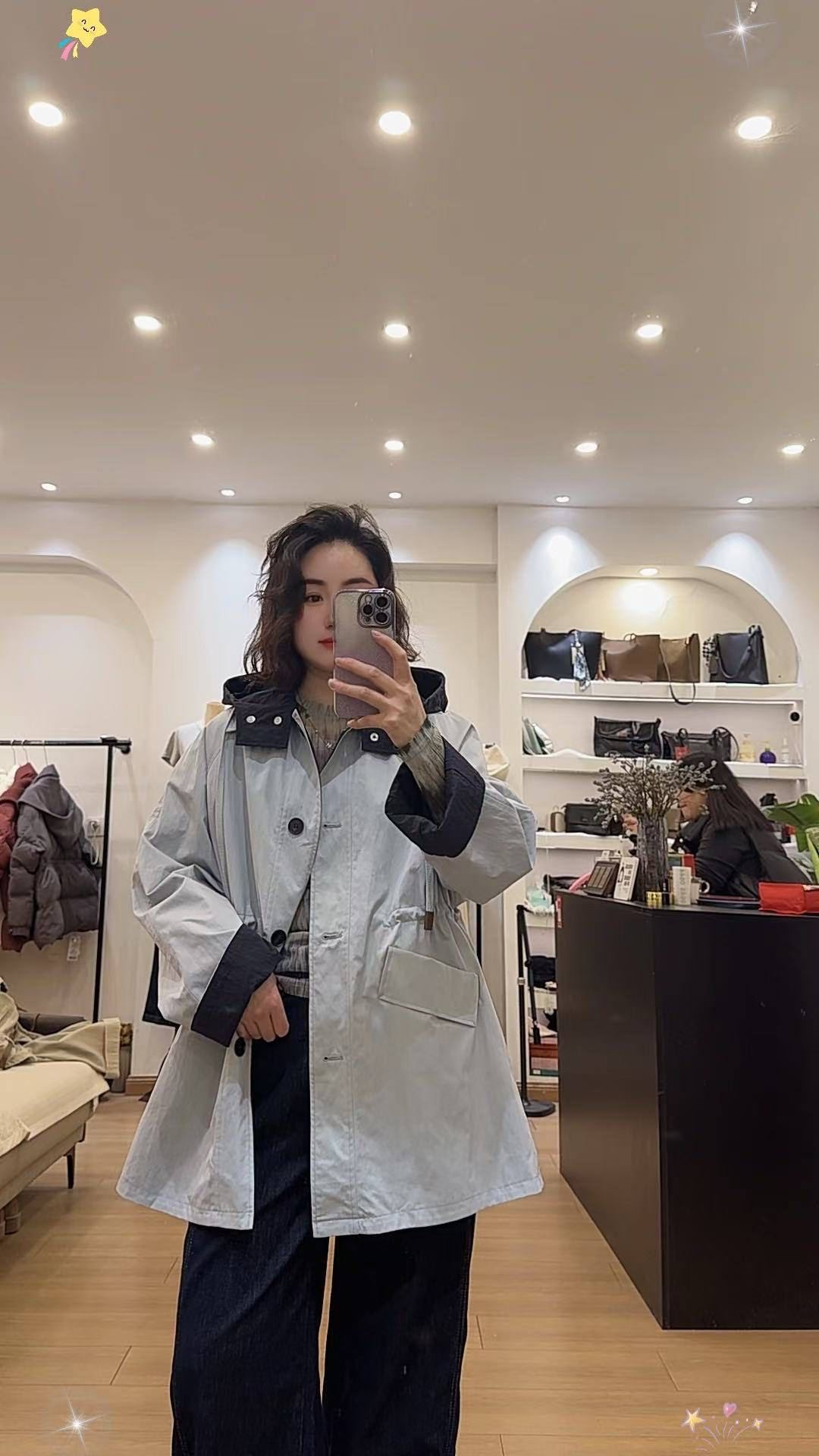 春季新款百搭显瘦风衣女中长款气质外套两面穿