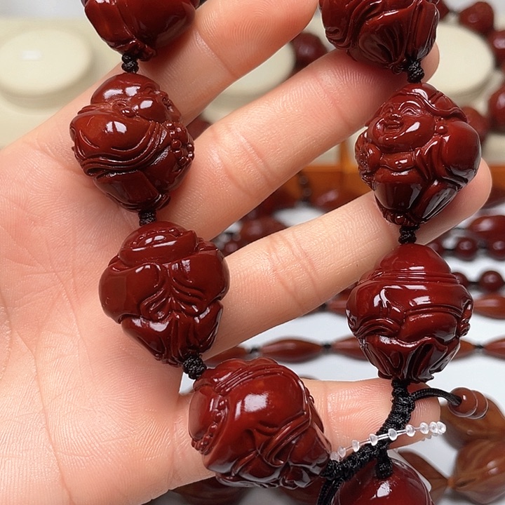 橄榄核手串等****^玉化弥勒