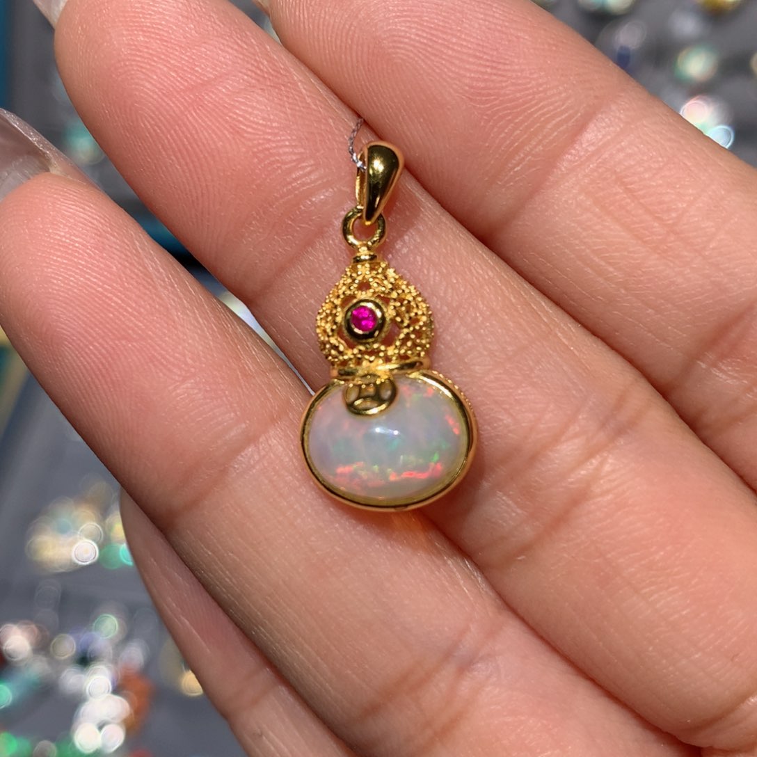 欧泊福利吊坠银S925镶嵌