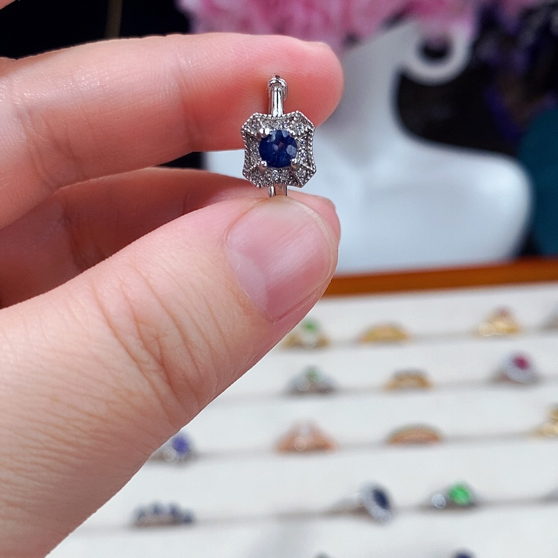 蓝宝石戒指银S925镶嵌