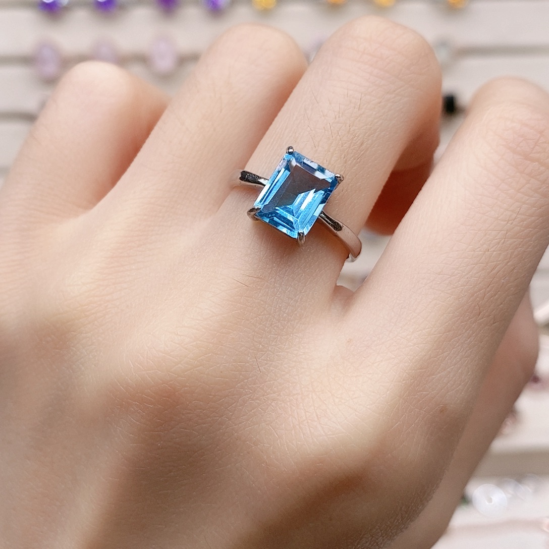 托帕石戒指银S925镶嵌戒指