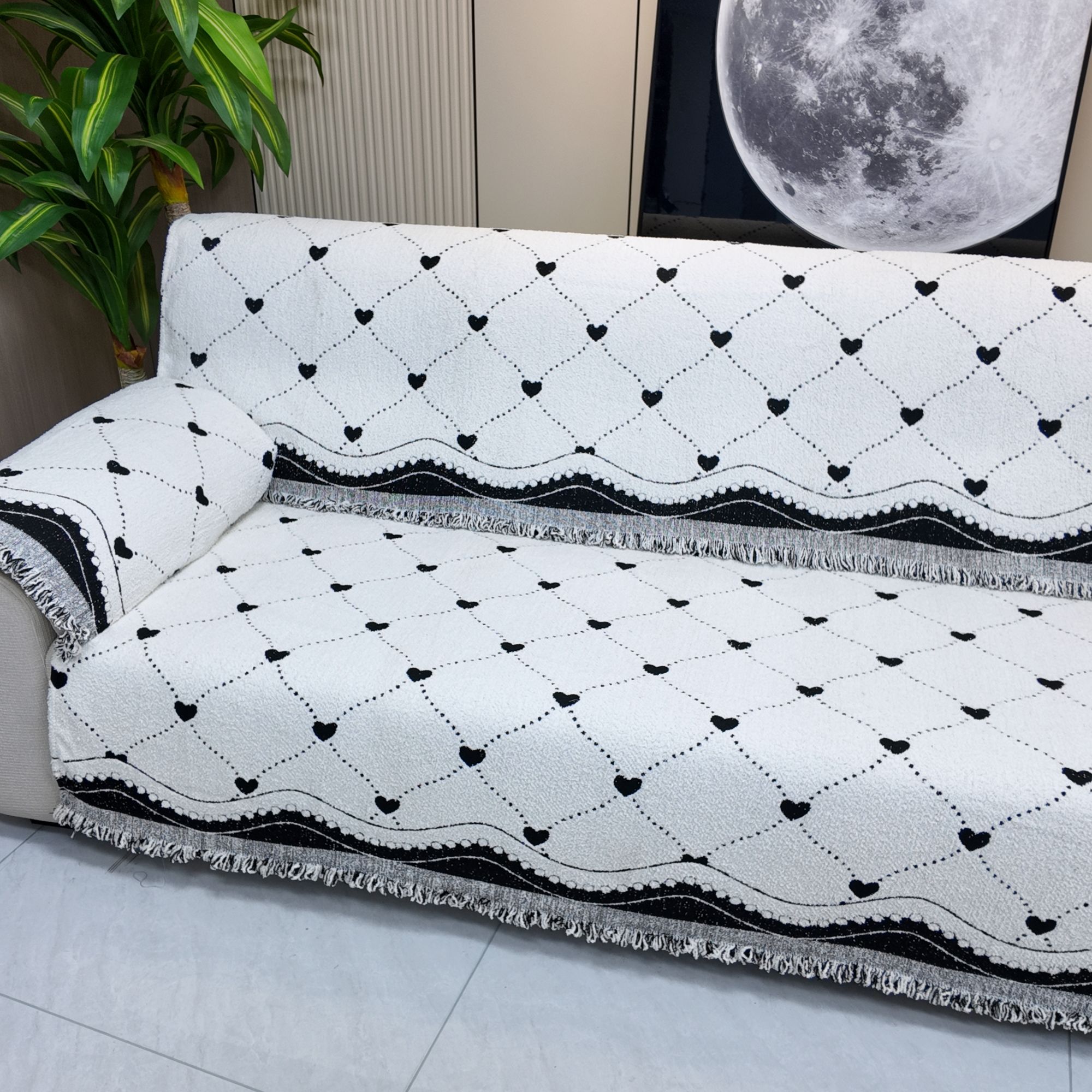 【加长直排】秋冬加绒加厚雪尼尔防滑沙发垫简约轻奢色织提花