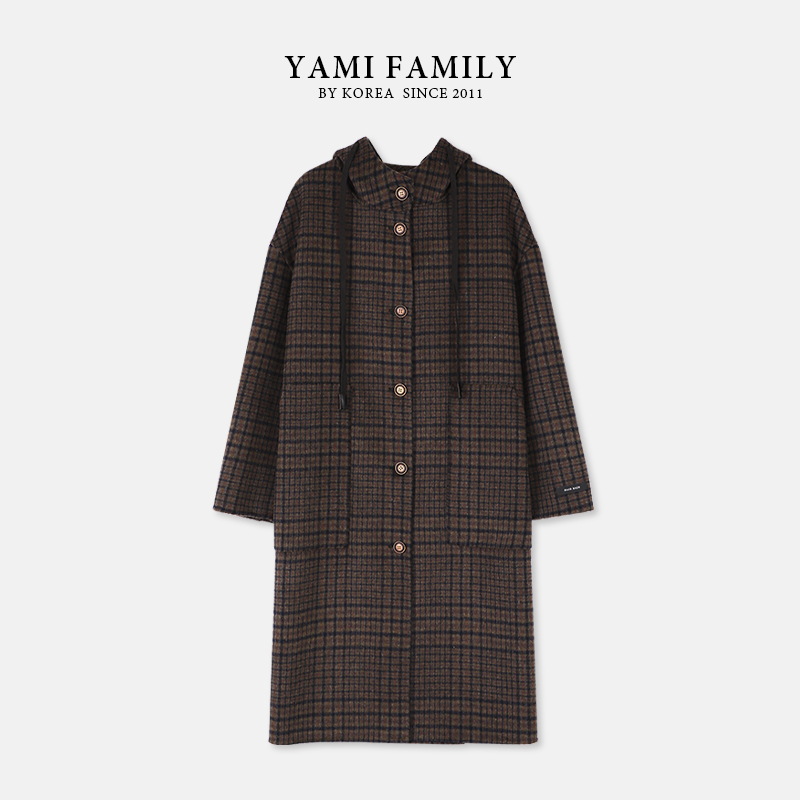 大连亚美【曼城旧事】YM 506 秋冬大衣时尚女士格纹双面羊毛大衣