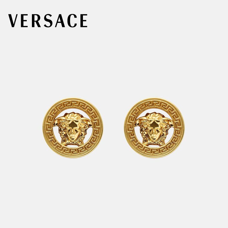 【3期免息】VERSACE/范思哲 Medusa '95铆钉耳钉美杜莎精致双色