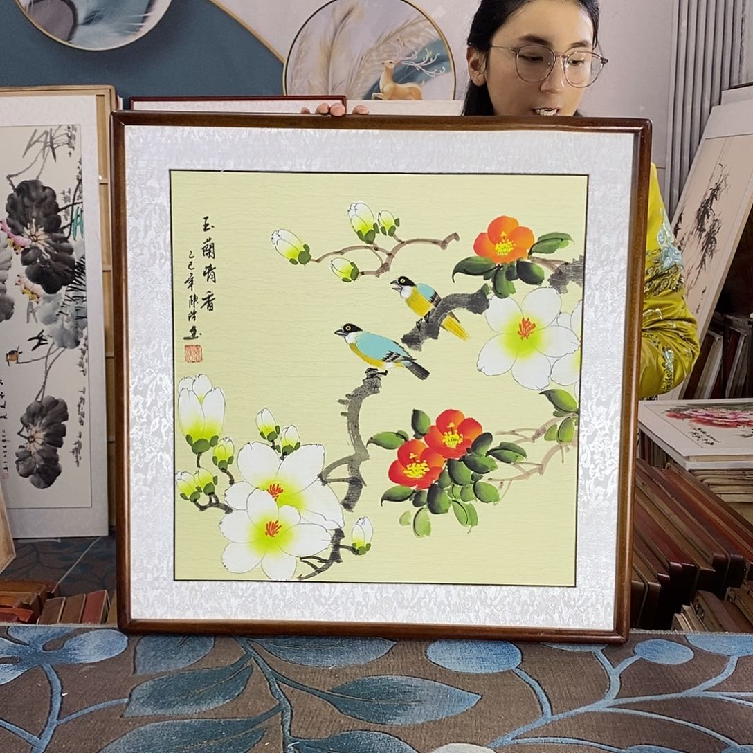 国画62✖️62厘米带框包邮国画作品