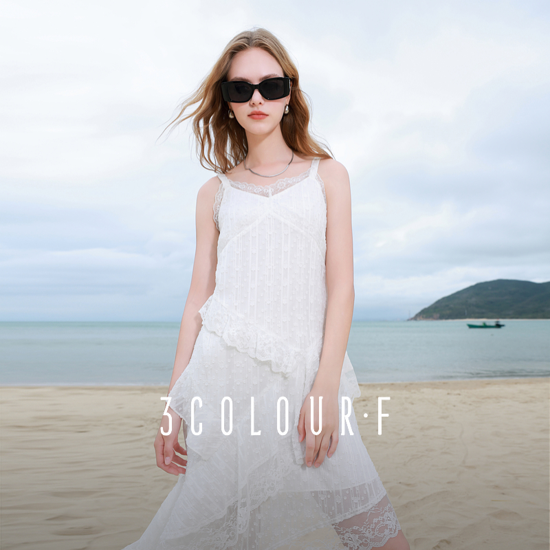 0548【金拐子专属】三彩独醒2025夏季新款花边V领吊带裙连衣dbx