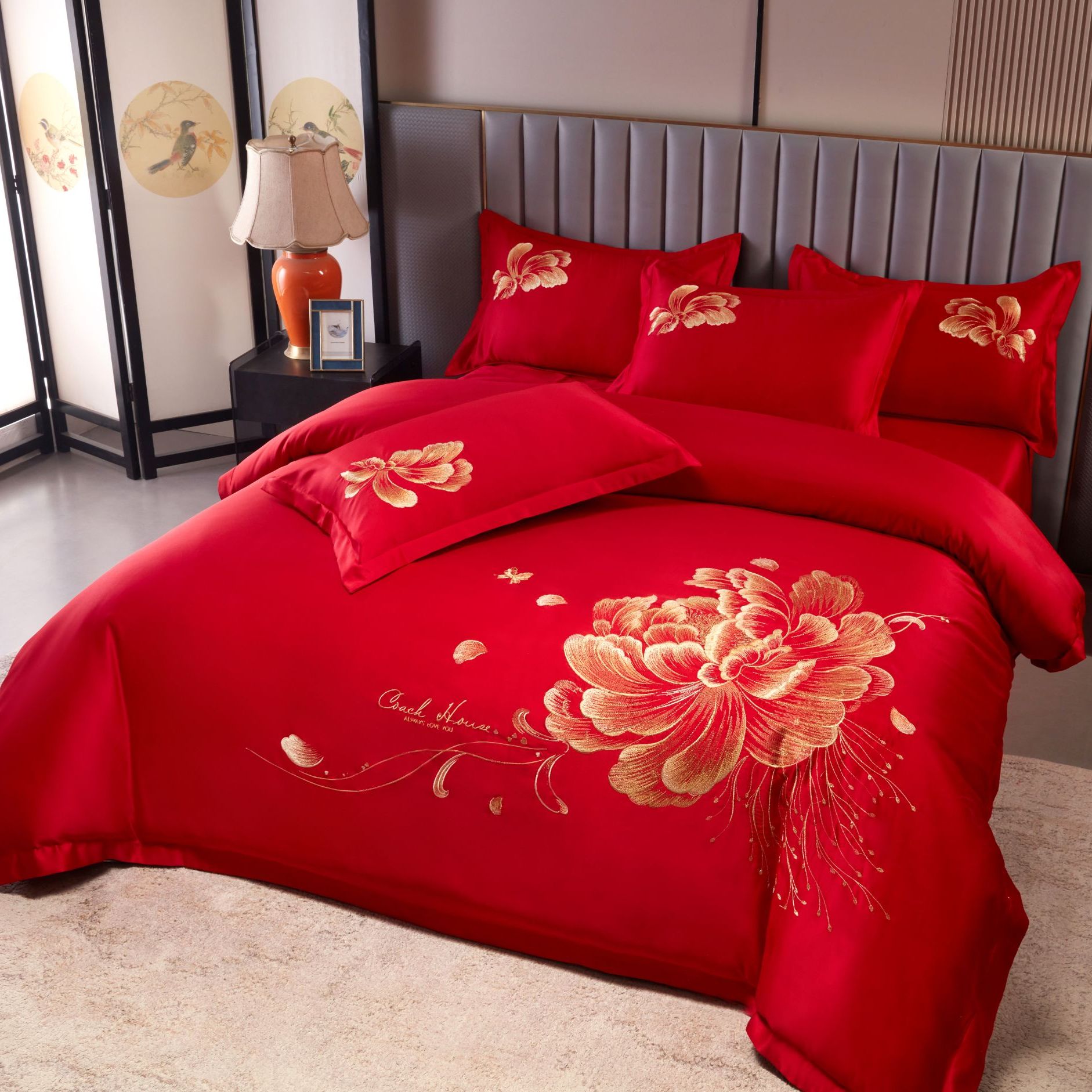 【原装正品】高端天丝婚庆四件套--倾国倾城（标准）