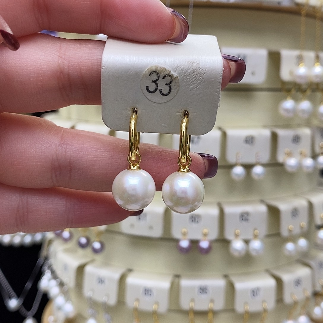 淡水珍珠耳饰银S925镶嵌
