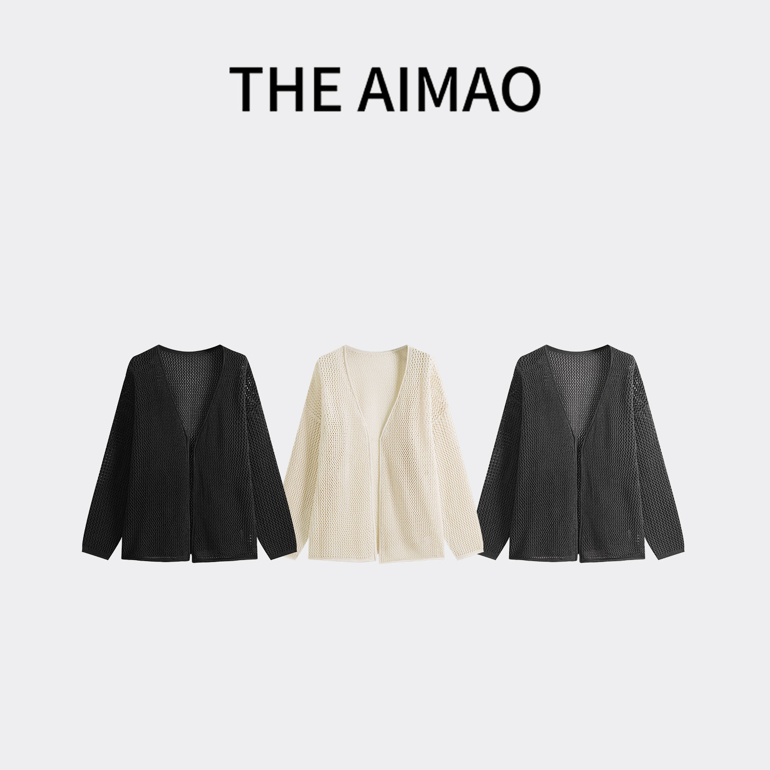 “夏威夷”垂顺棉感柔软干爽桂花针挑孔镂空垂感廓形开衫XYX82066