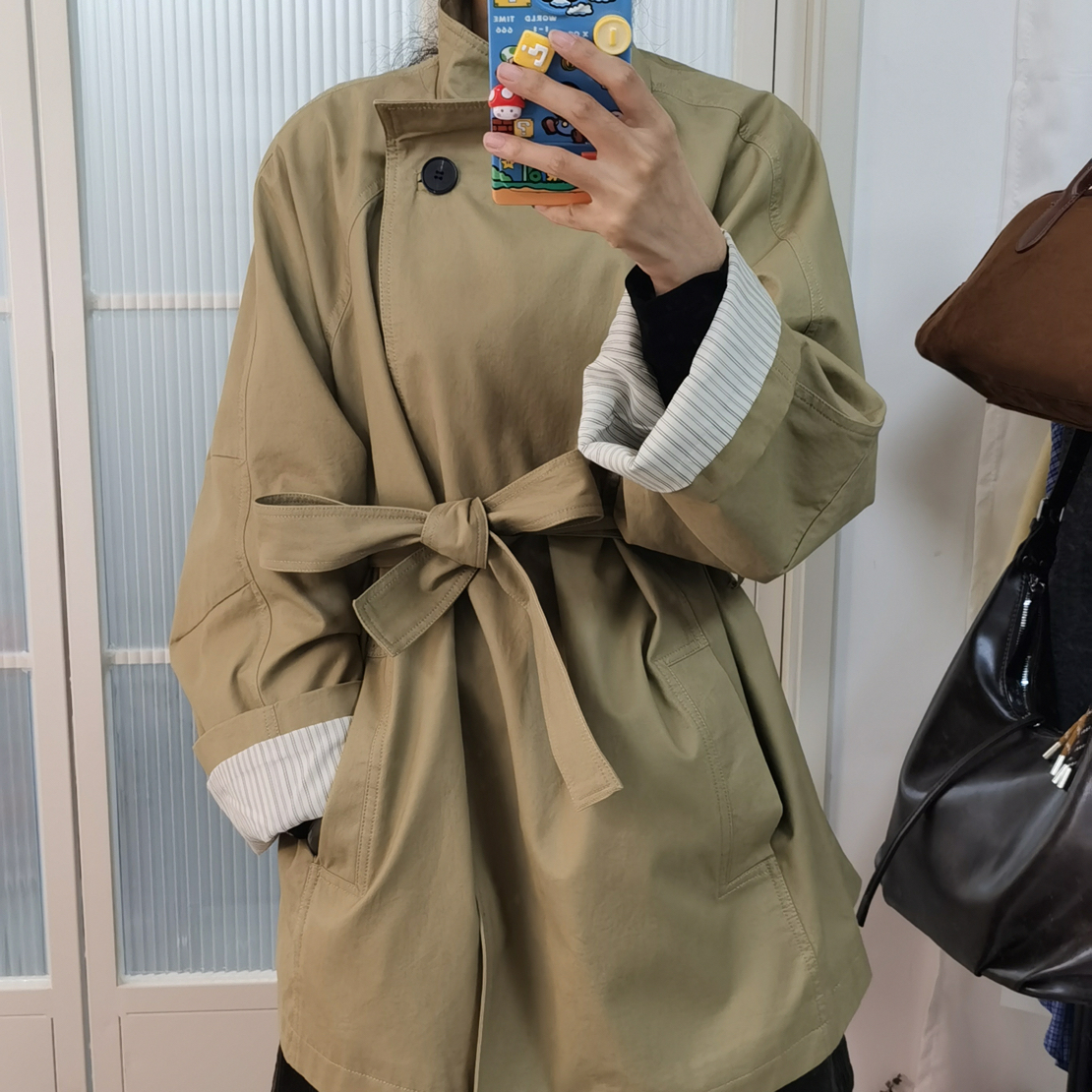 中长款韩版一粒扣卡其色风衣女春秋季新款小个子气质外套