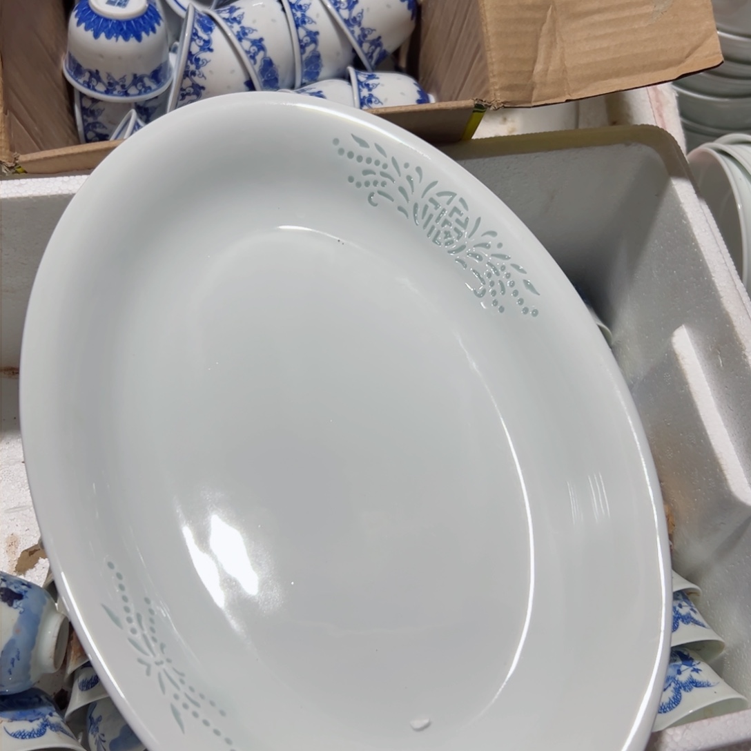 碗12寸雕刻福字鱼盘