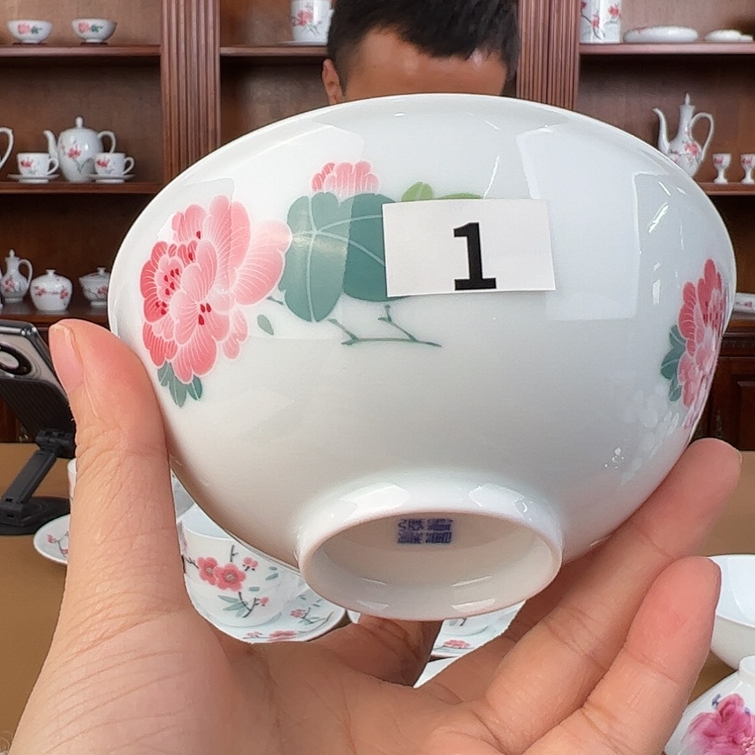 倦***）瓷柴窑芙蓉对花碗（开片微瑕）