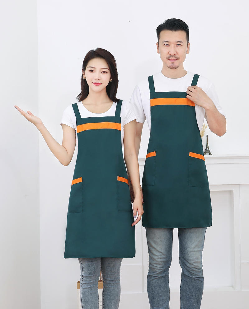 服务围裙女厨房围裙围腰餐厅超市奶茶店双肩背带围裙定制logo