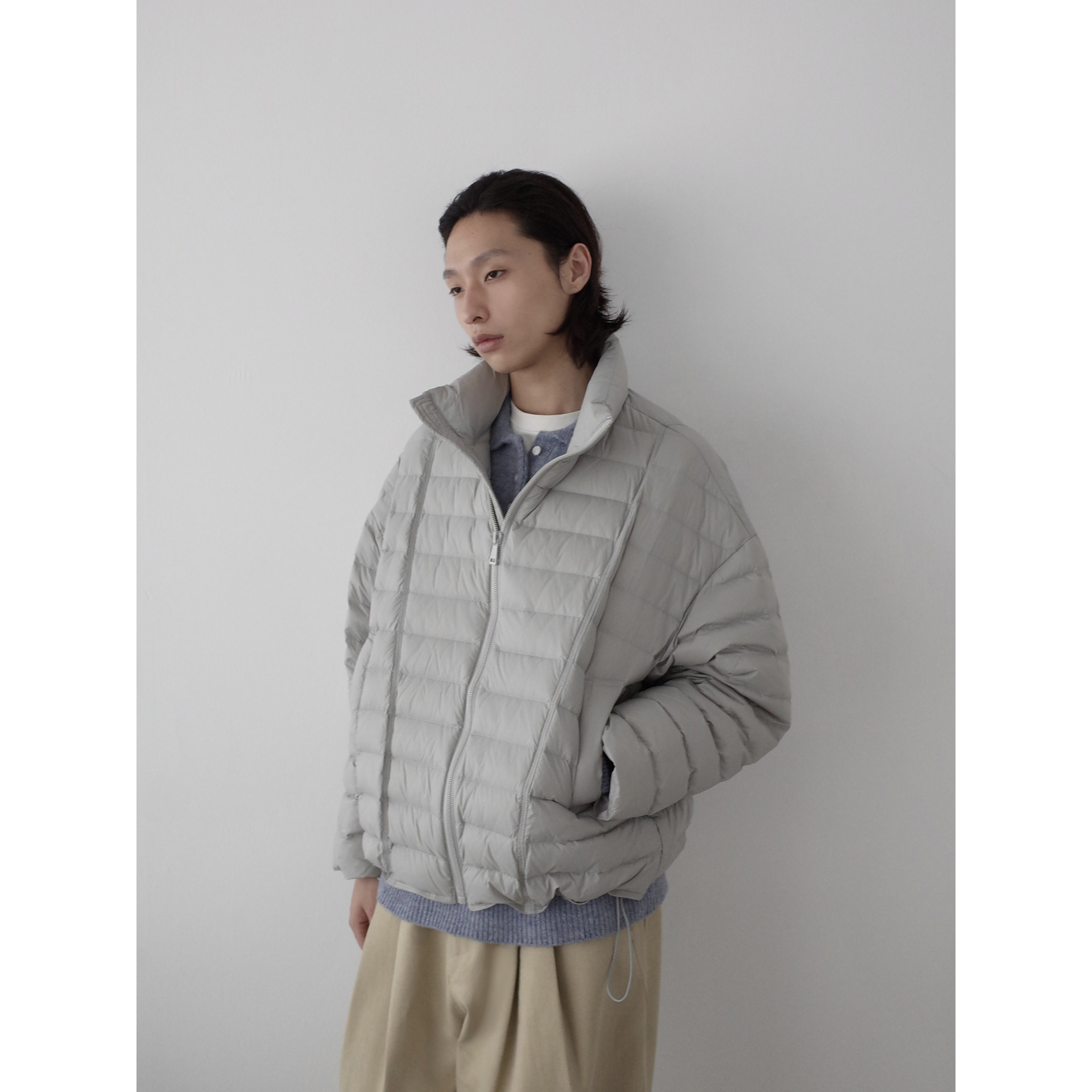 INKNOTS 新国标90白鸭绒 美式多绗线排骨羽绒服鱼骨保暖立领外套