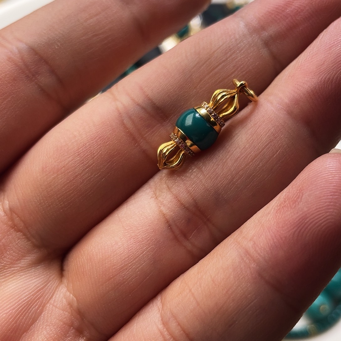 绿松石18K金镶嵌传经筒