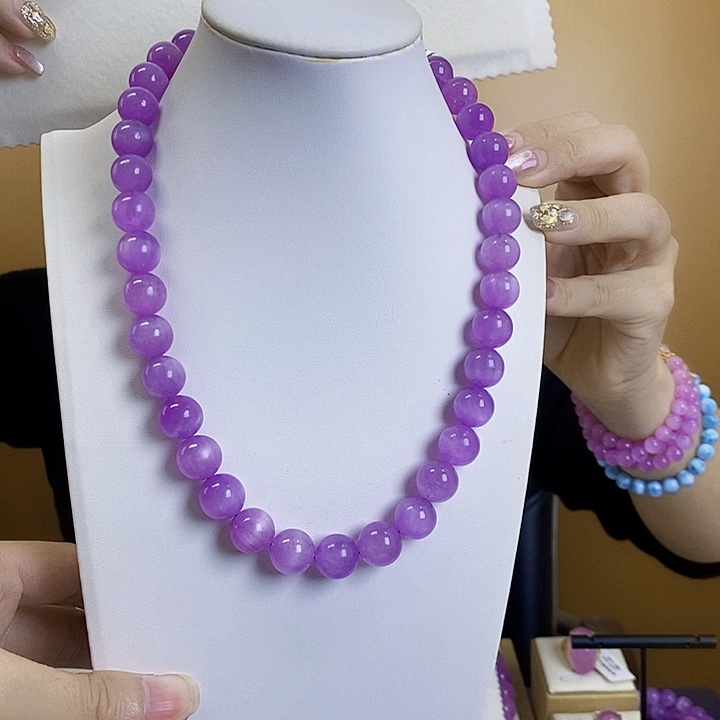 紫锂辉高冰收藏级项链12+锂辉石未镶嵌