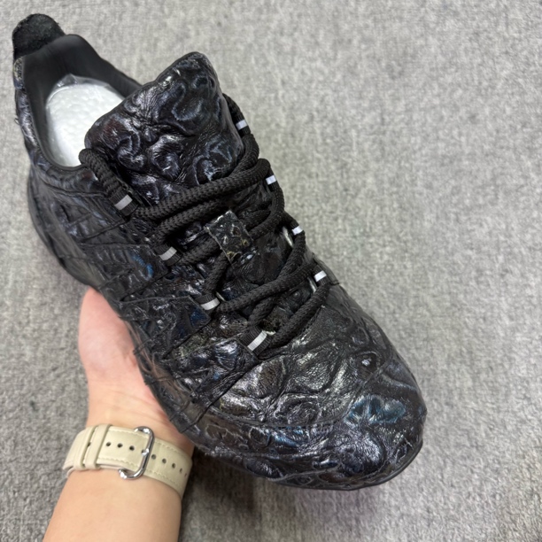 25023-3-黑-羊毛大棉-稀有皮-男士休闲鞋