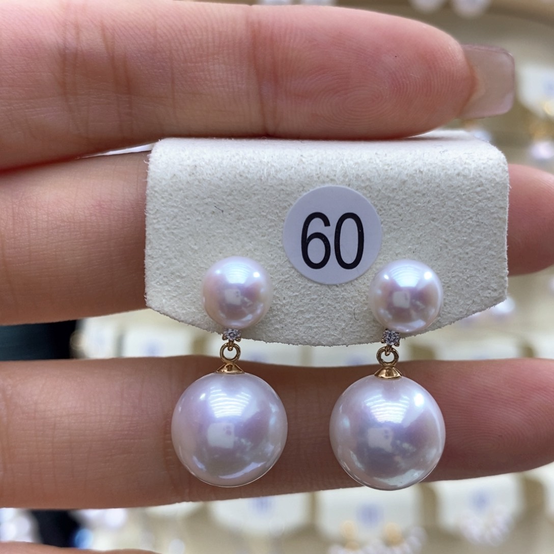 淡水珍珠耳饰18K金镶嵌