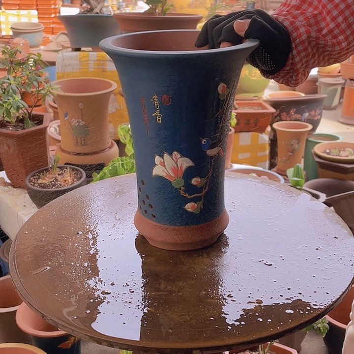 紫砂宜兴紫砂蓝舍得兰花盆
