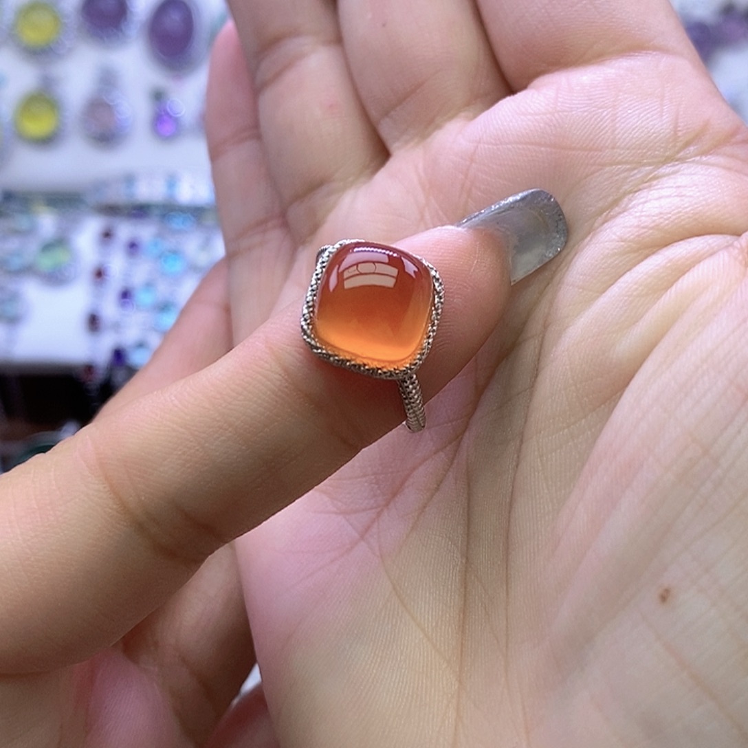 你***块岫玉银S925镶嵌戒指