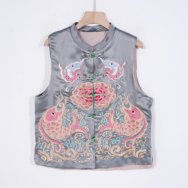 【蓉哥出品】刺绣琉璃扣棉马甲8175