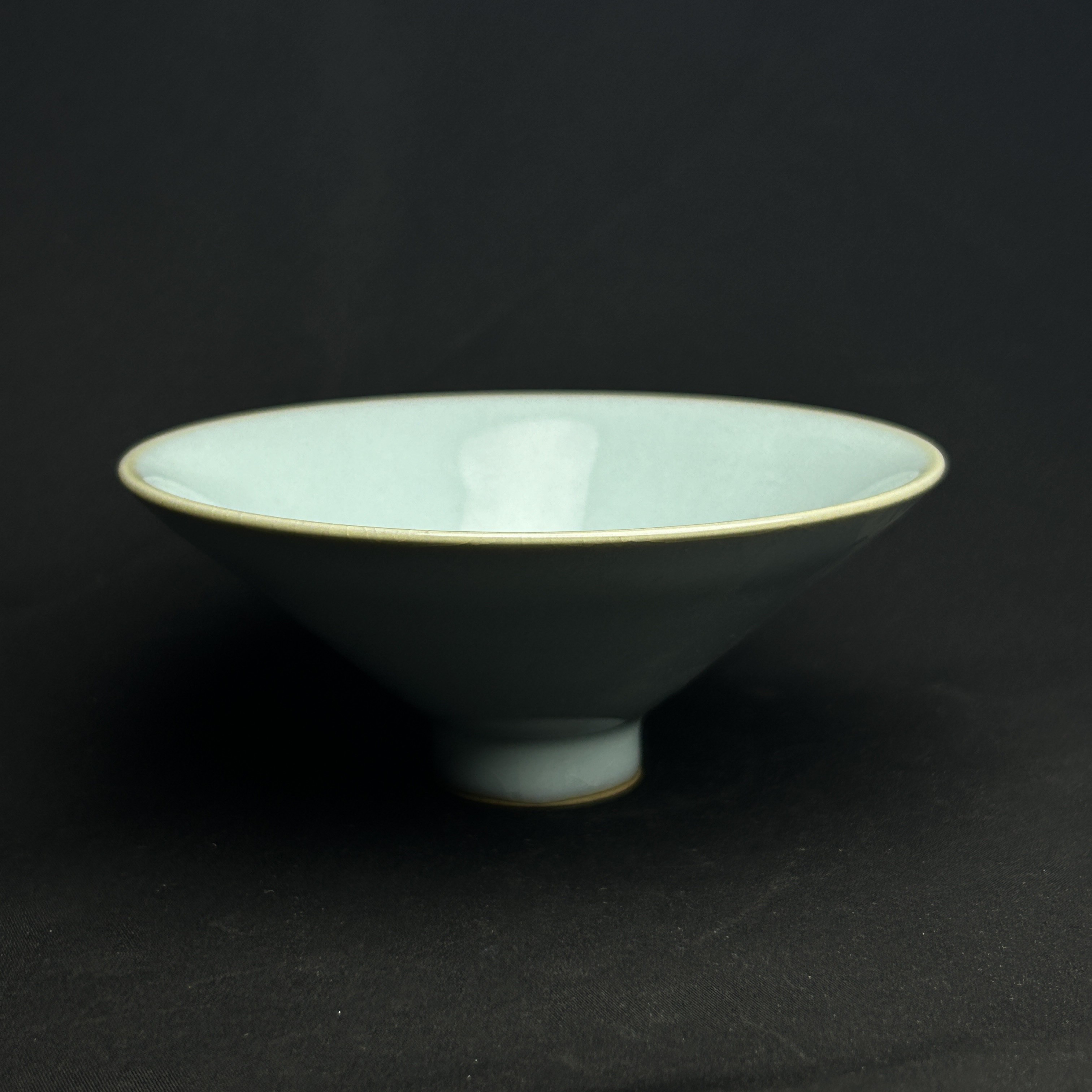 斗笠杯天青釉圈足手工主人杯开片可养汝窑