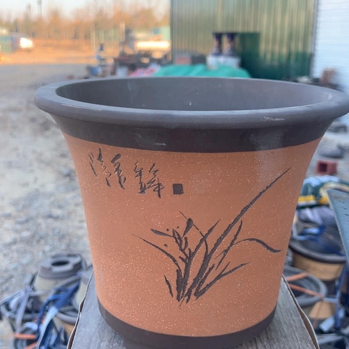 红陶紫砂兰花盆微瑕