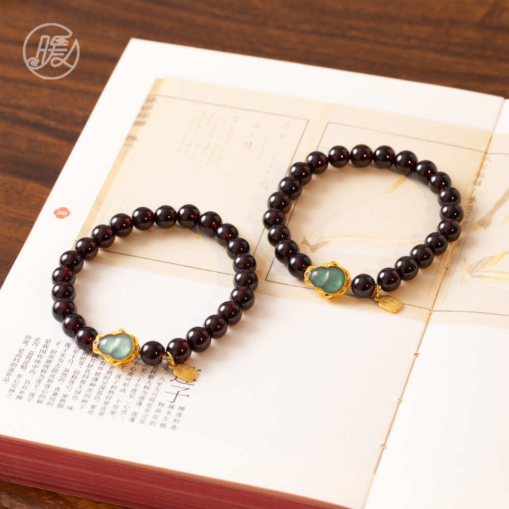 单圈石榴石手串7mm搭配翡翠葫芦福牌手链D3350多样性发一