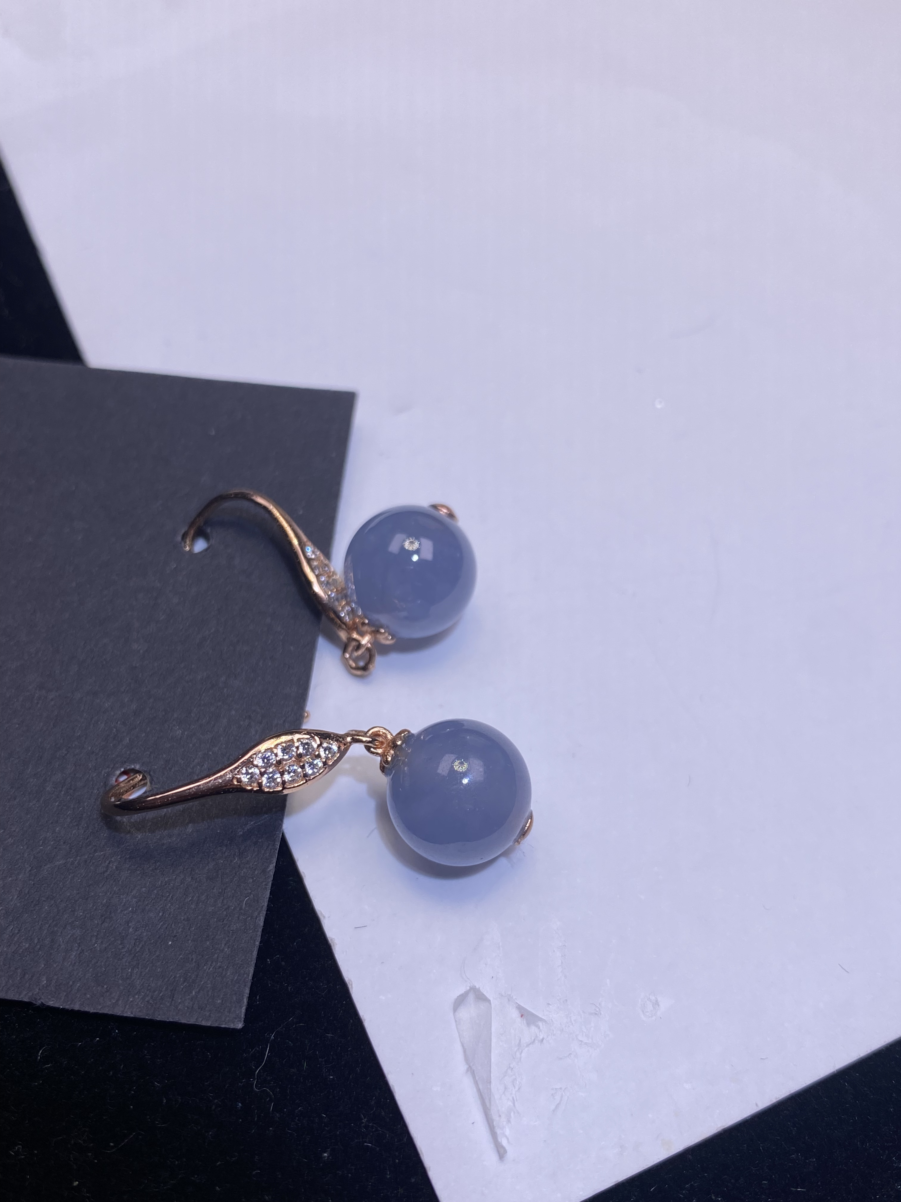 （危料专卖）天然翡翠A货 紫珠耳坠