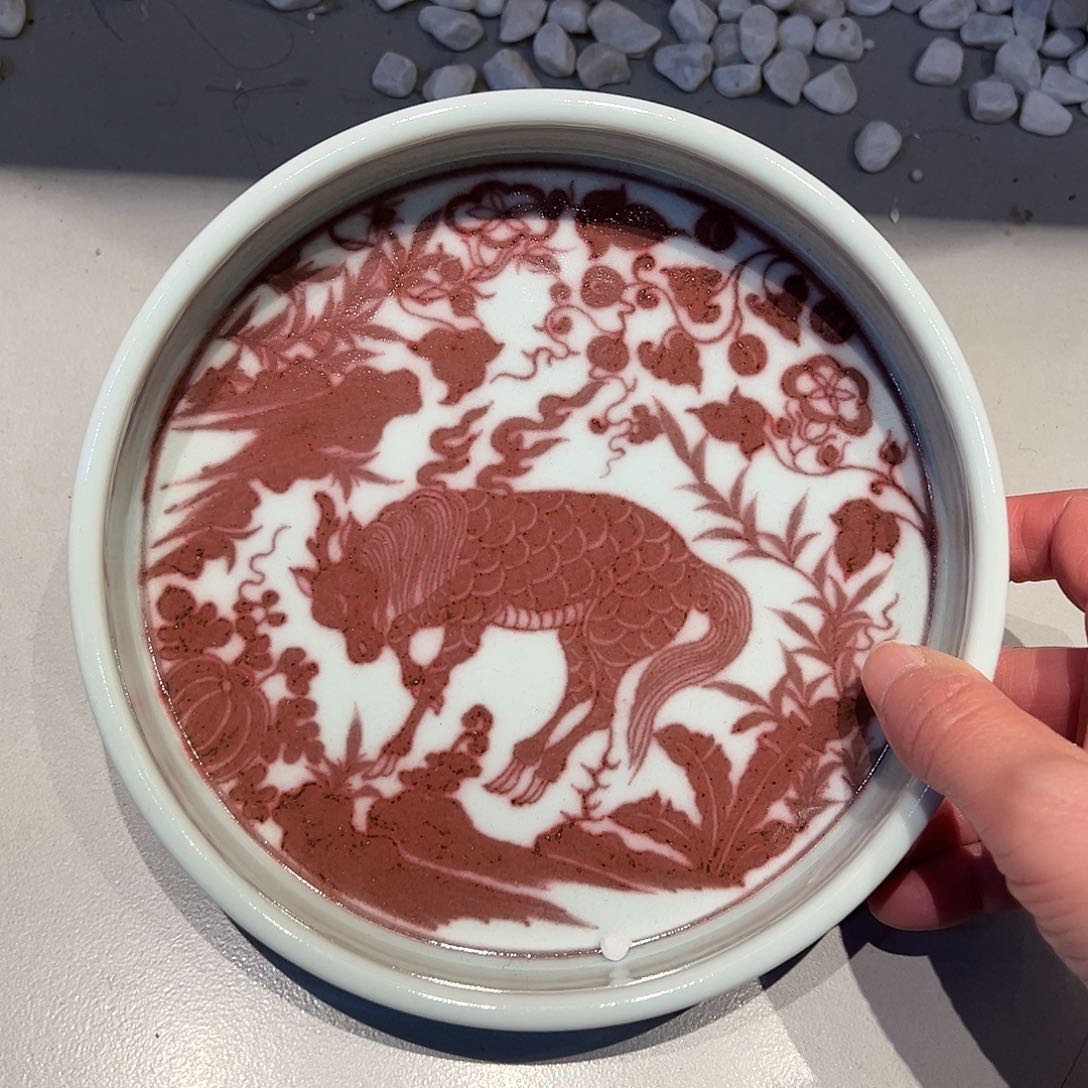 畅怀堂原矿釉里红壶承