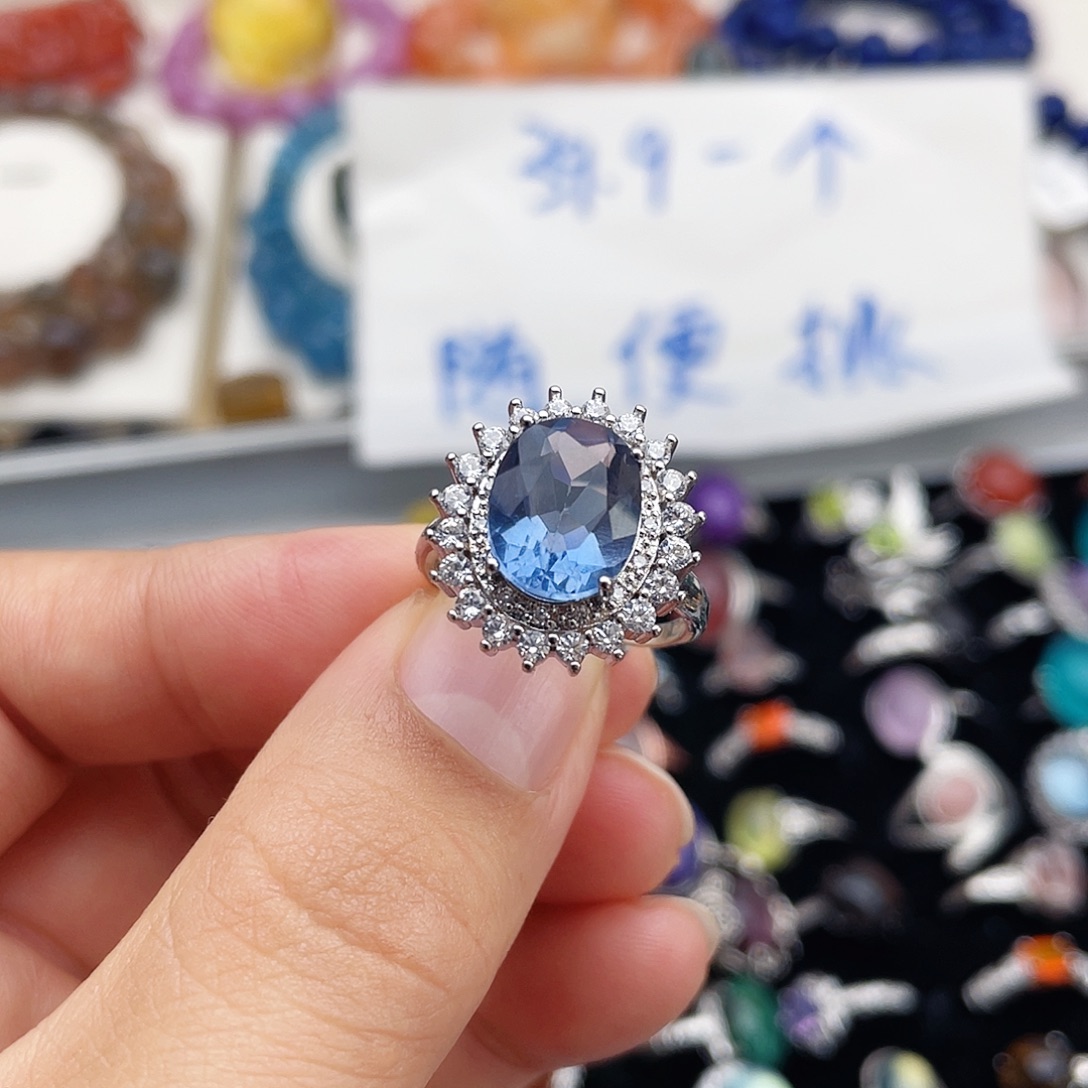 烟晶银S925镶嵌戒指