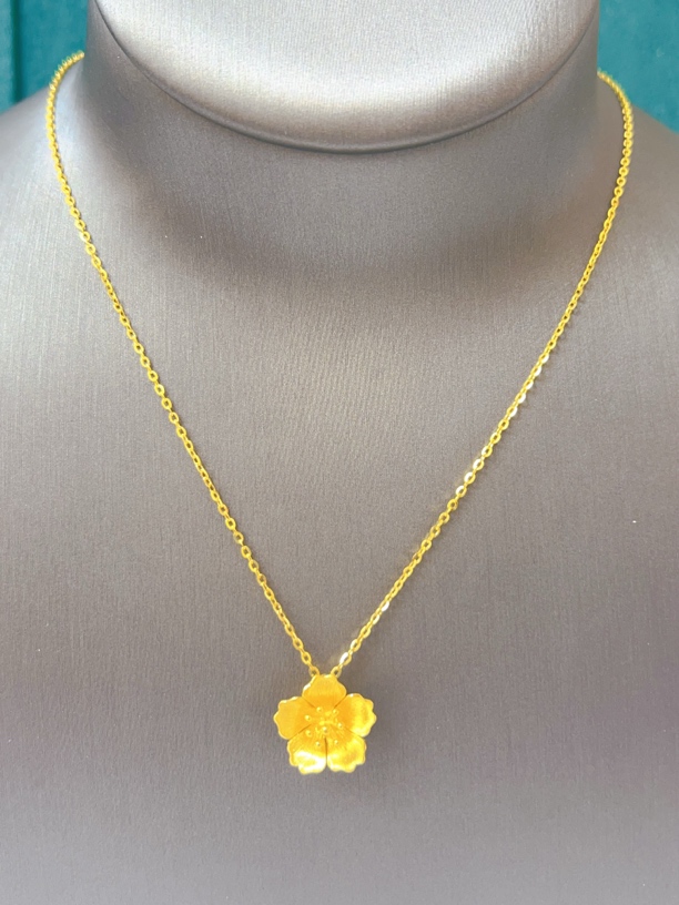 瑞涵轻奢 足金五瓣花立体高级感项链
