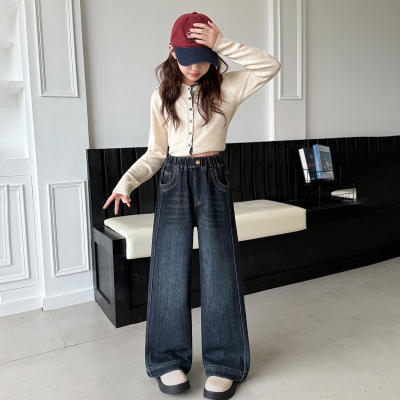 女童加绒裤子冬季韩版女童牛仔裤子时尚百搭女童秋冬外穿牛仔裤3