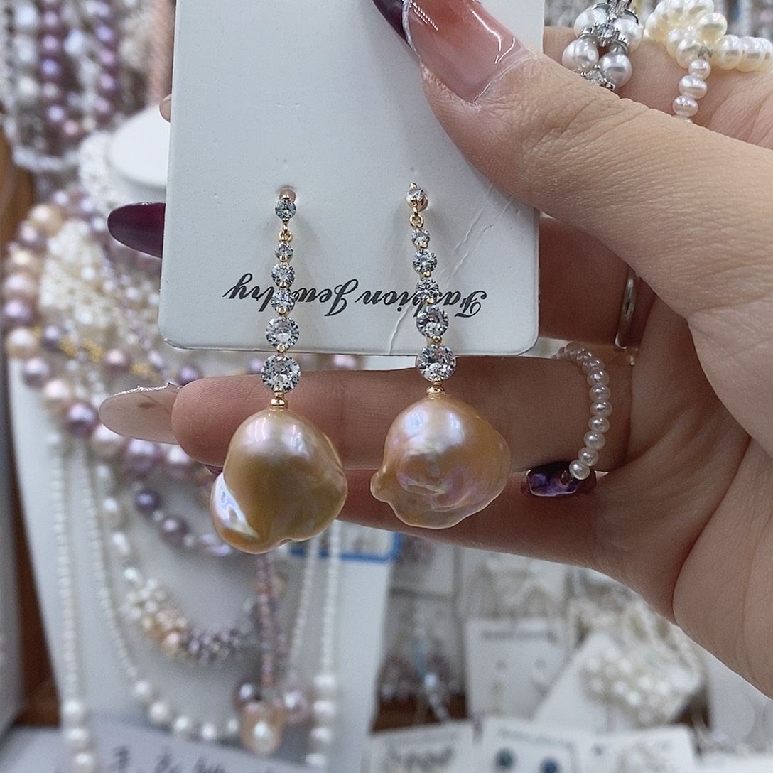 银S925镶嵌淡水珍珠耳饰