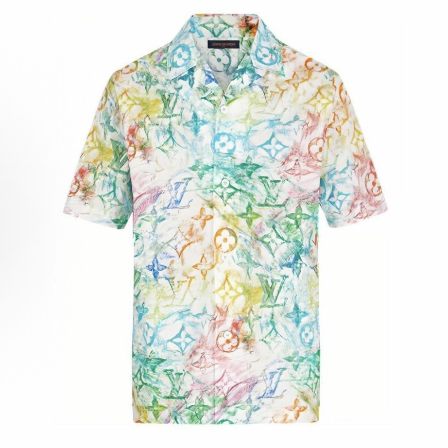 未使用 LouisVuitton/路易威登 满印logo短袖衬衫 M码 md1527
