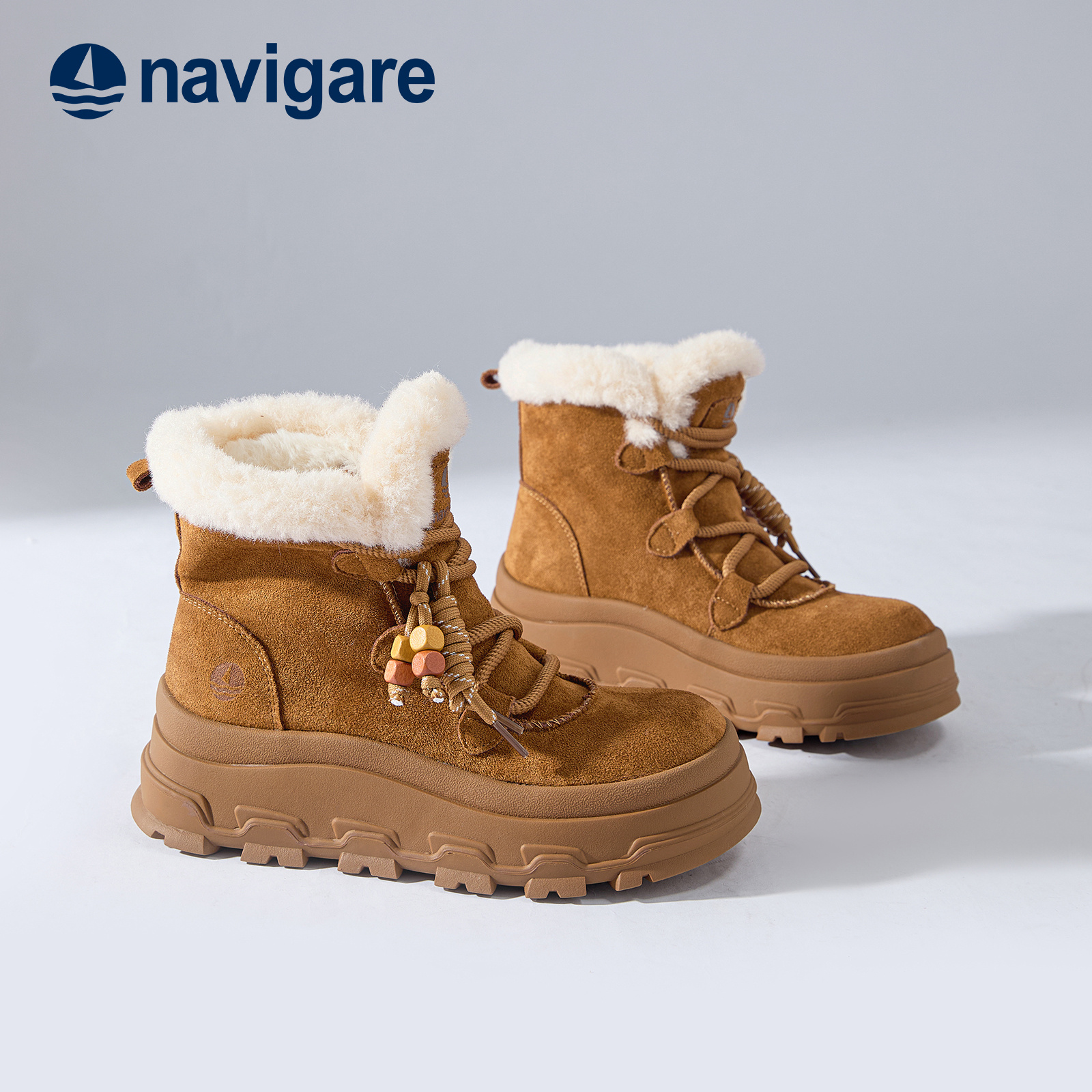 Navigare新款女士时尚雪地靴马丁靴棉鞋加绒保暖百搭防滑厚底靴子