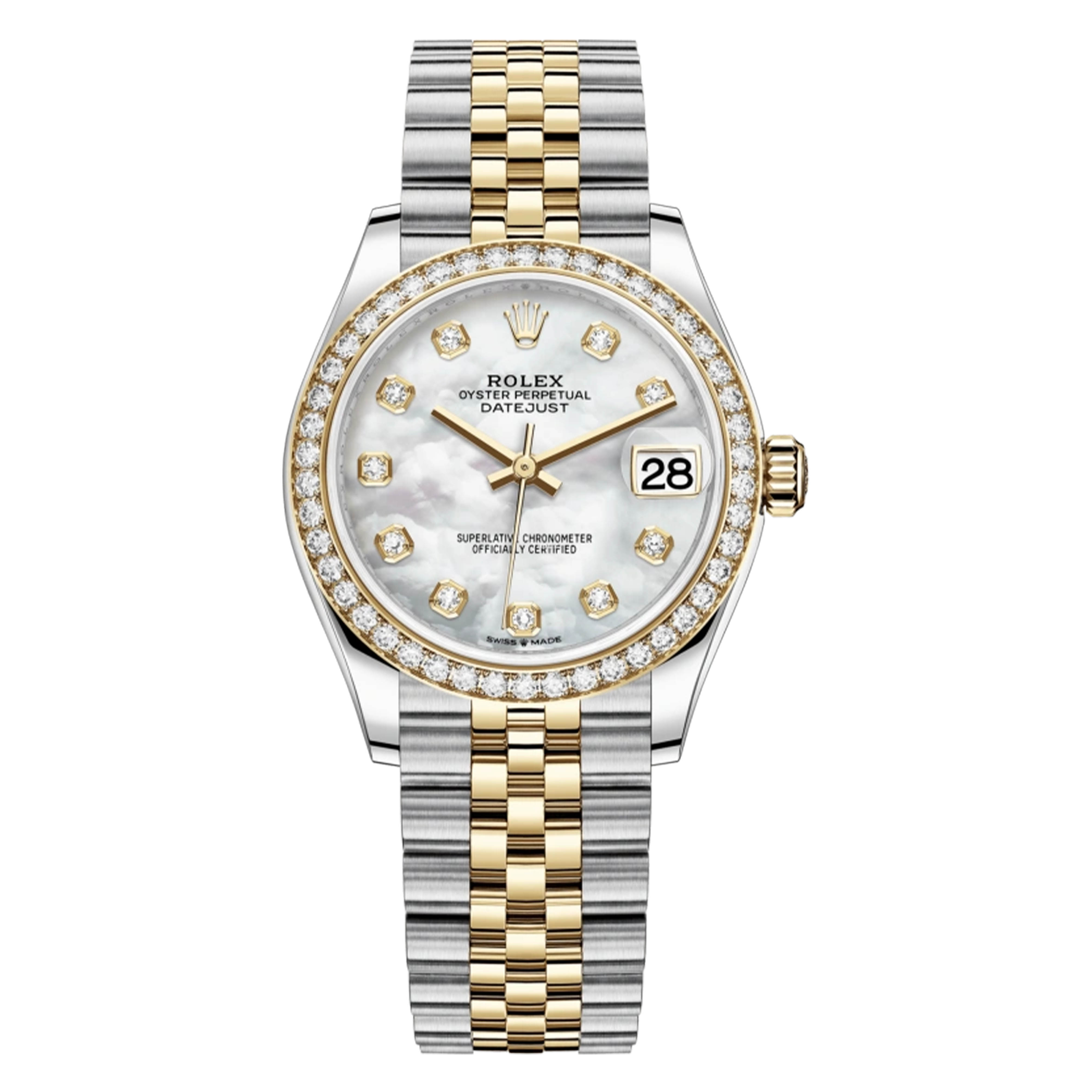 99新 Rolex/劳力士 /278383间金钻圈白贝母钻刻/31mm