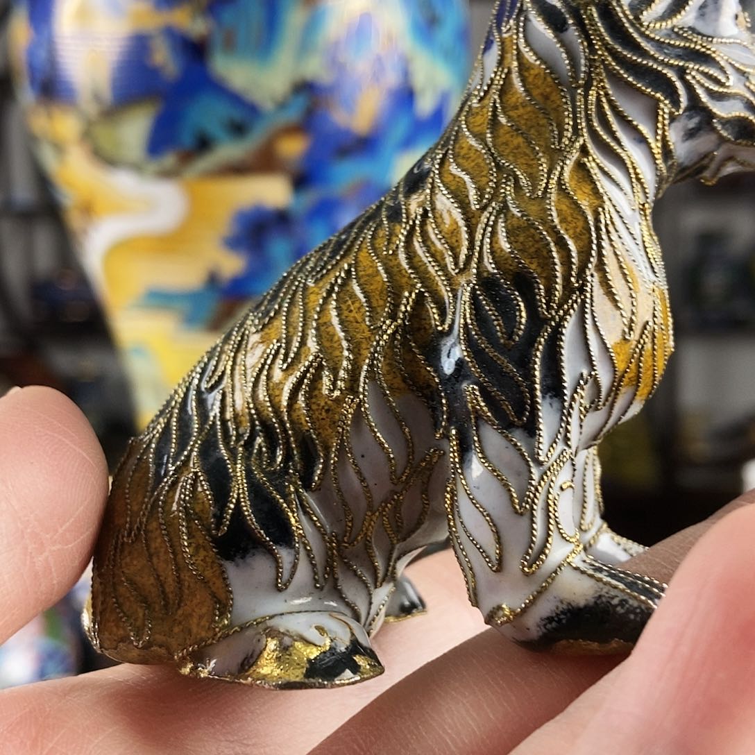 皮***长铜景泰蓝小狗一个老货