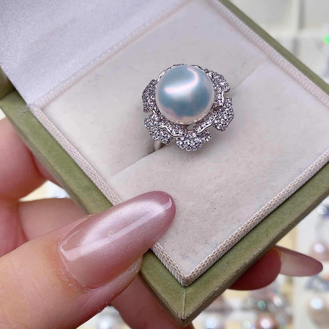 戒指银S925镶嵌淡水珍珠宝***?