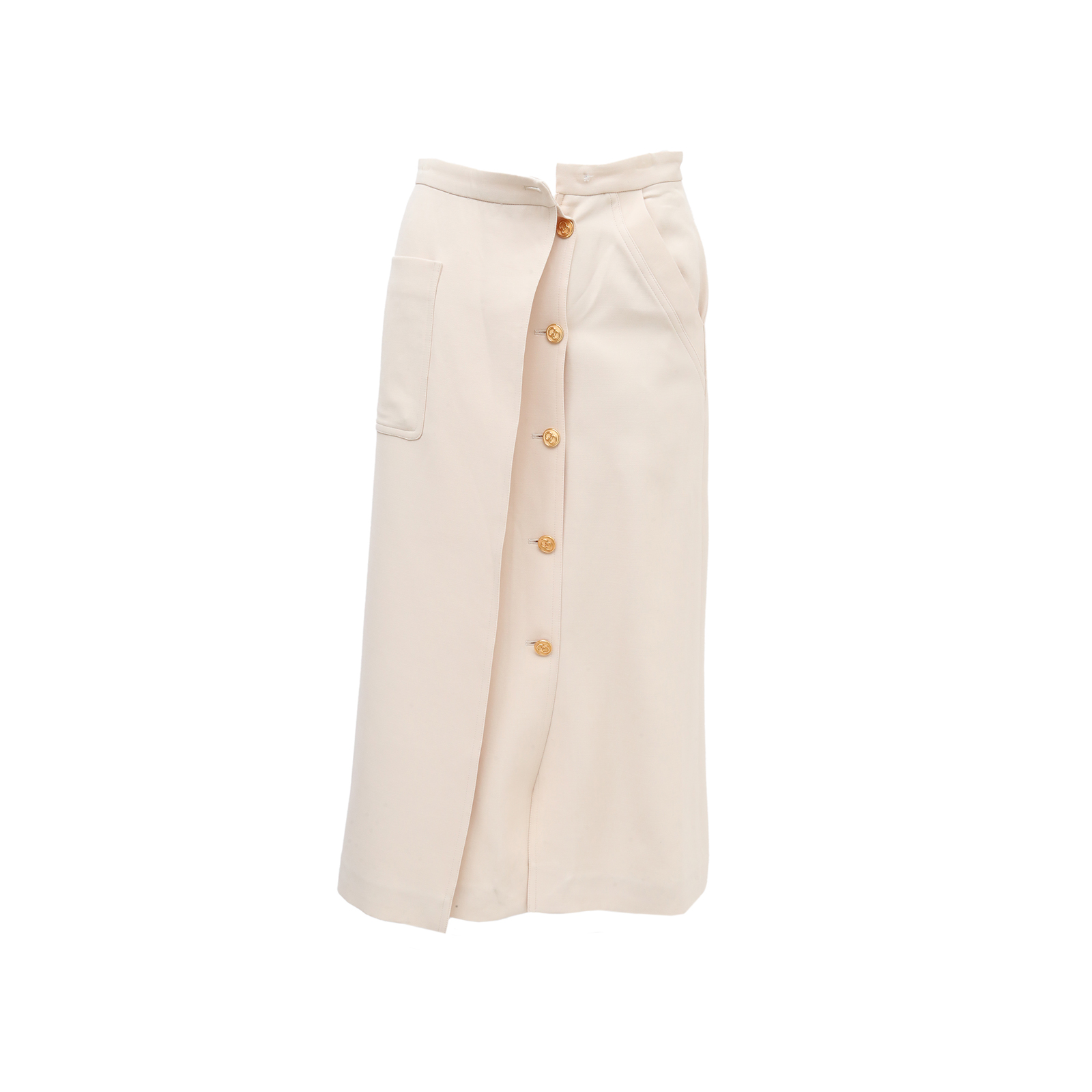 99新 GUCCI/古驰 【lu】金扣开叉裙 桑蚕丝 常规码36 P231077991