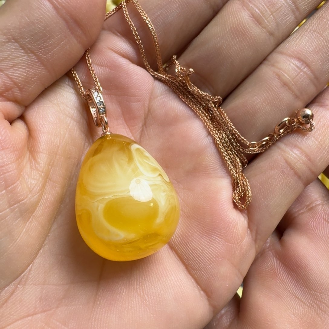 蜜蜡吊坠(赠链)银S925镶嵌